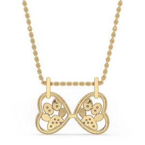 Collar con Colgante de Pata de Diamantes en Oro Amarillo de Lujo para Mujer, Cadena Figaro, Uso Diario, Forma de Animal - Product Image 2