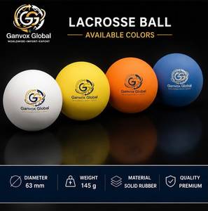 Ganvox Global Lacrosse <b>Ball</b> 63mm Solid Rubber Training Match White Yellow Orange Punjab - Product Image 3