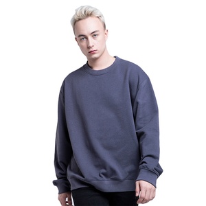 Sudadera lisa de algodón y poliéster para hombre, prenda de vestir, con manga larga y hombros descubiertos, de gran tamaño, con cuello redondo, servicio OEM - Product Image 1