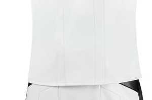 <b>Men's</b> <b>White</b> Green Genuine Leather Biker <b>Jacket</b> Stand Zipper Closure Slim Fit Regular Length Color Blocking Windproof Front - Product Image 3