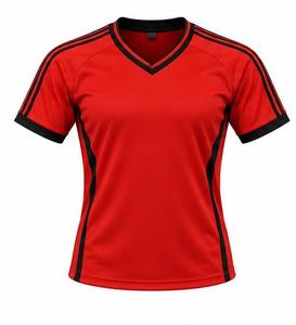 เสื้อกีฬาคอวีสีแดงแบบยูนิเซ็กซ์ ผ้าโพลีเอสเตอร์ ระบายอากาศได้ดี แขนสั้น สำหรับผู้ใหญ่ ยี่ห้อ CANBELLO SPORTS พิมพ์ลายดิจิตอล - Product Image 4