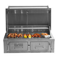 Barbecue au charbon de bois de luxe moderne intégré en acier inoxydable 304 durable OEM avec commande tactile pour cour, cuisine extérieure, jardin et fêtes