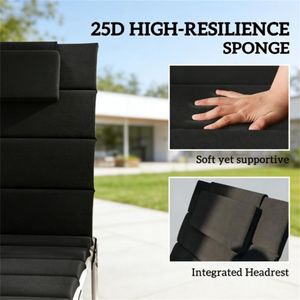 Set di due cuscini neri per sedie reclinabili da esterno, solo cuscini pieghevoli per sedie - Product Image 4