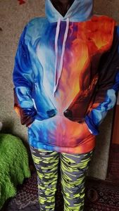 Sudadera con Capucha Holgada de Moda con Estampado Digital 3D de Personaje Animal Lobo, 100% Poliéster, de Secado Rápido para Otoño, Venta al por Mayor - Product Image 3