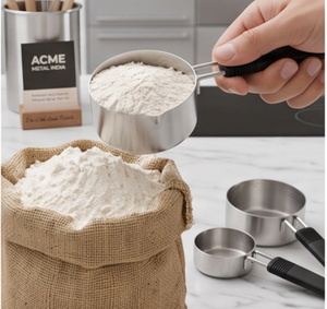 Juego de 4 Tazas Medidoras de Acero Inoxidable de Diseño Moderno Premium con Asas Negras, Ideales para Tareas Precisas de Cocina y Repostería - Product Image 4