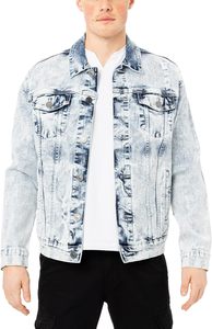 Veste en jean bleue pour homme, col rabattu, fermeture boutonnée, style décontracté, coupe classique, 100% coton, vêtement décontracté, veste en jean à vendre - Product Image 5