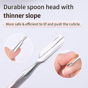 Pousse-cuticules chirurgical Ovexa à double tête réutilisable en acier inoxydable pour manucure, avec pointe affûtée pour le retrait du vernis à ongles - Product Image 4