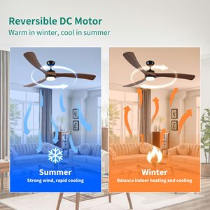 Ventilador de Techo Moderno de Madera Sólida de 72 Pulgadas con 3 Aspas de Madera, Control Remoto, Luces, para Interiores y Exteriores, Duradero y Elegante - Product Image 3