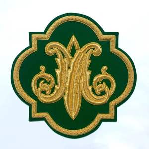 Parche de Monograma Bordado a Mano de Lujo con Hilos Metálicos |   Aplique Decorativo con la Letra M |   Diseño de Hilo Dorado Resistente al Agua en 3D - Product Image 6