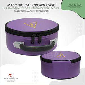 Cryptic Masonic Royal Select Master Crown Cap Case Imitation <b>Leather</b> Zipper Lightweight Purple Hand Embroidered <b>Soft</b> Carry <b>Bag</b> - Product Image 3