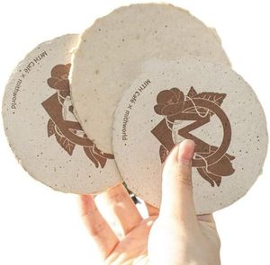 Sustainable <b>Paper</b> Coasters Handcrafted Absorbent <b>Pads</b> Recycled <b>Paper</b> Coasters for Everyday Table Essentials Decorative Mats Use - Product Image 2