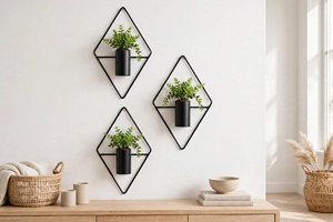 ANIS and SONS AS-008 Support mural triangulaire en fer noir pour vase, pot de fleurs suspendu, décoration minimaliste moderne faite à la main, support pour plantes - Product Image 5