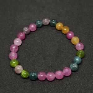 Pulsera de Turmalina Natural de 8MM, Multicolor, Calidad AAA, Hecha a Mano, Ajustable, con Baño de Plata - Product Image 2