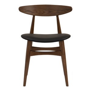 Silla de Comedor de Madera de Roble Malayo con Respaldo Curvado y Asiento de Vinilo, Estilo Mid-Century, Color Cacao Espresso, para Hogar, Restaurante, Cafetería - Product Image 2
