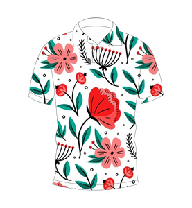 Polo pour homme rouge à imprimé floral botanique, manches courtes, col boutonné, décontracté, respirant et léger pour l'été - Product Image 1