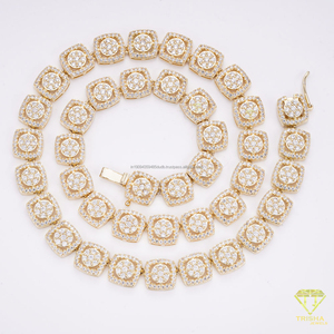 Collier tennis carré doré avec pierres micro-pavées pour bijoux hip-hop urbains - Product Image 4