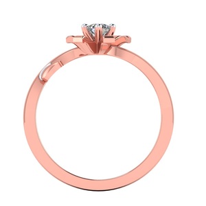 Anillo Daisy Star de Oro Rosa con Diamante, Anillo Solitario Floral de Oro Rosa de 10K con Diamante de Corte Brillante Redondo de 0.10 CT - Product Image 3
