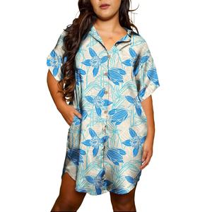Tenues féminines décontractées de plage, robes à motifs tribaux polynésiens, impression personnalisée, style chemise hawaïenne, robes grande taille pour femmes - Product Image 1