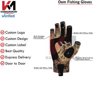 Guantes de Pesca Personalizados para Pesca de Lubina y Pesca al Aire Libre con Protección UV, Servicio OEM, Suministro Directo de Fábrica - Product Image 3