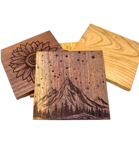 Acacia Wooden Coffee & Wine Set Modern Square Hand Engraved Wooden Customized <b>Tea</b> <b>Coaster</b> Dinnerware Wooden <b>Coaster</b> - Product Image 3
