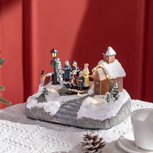 Set Villaggio Natalizio Multicolore con LED, Chiesa e Canti di Natale, Impermeabile, a Batteria, Decorazione Natalizia - Product Image 2