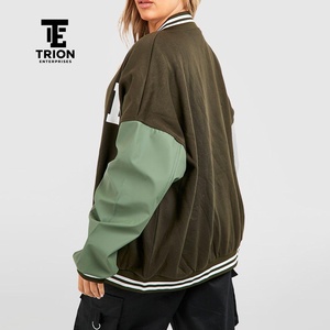 New Fashion <b>Ladies</b> Crop Varsity Jackets in <b>Black</b> & White Color Plus Size Stylish Wool Crop <b>Top</b> Jackets for <b>Ladies</b> OEM Serviced - Product Image 5