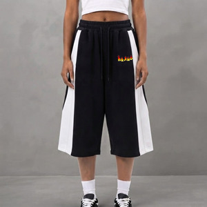 High quality 100% cotton Women's shorts custom DTF printed logo heavyweight 400GSM solid color comfortable ladies baggy short - Product Image 4