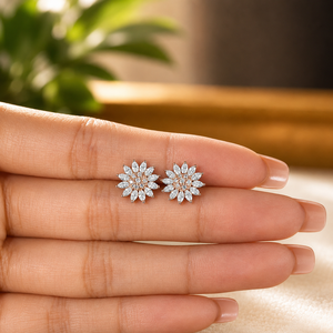 Flower Marquise Cut Diamond <b>Stud</b> Earrings Plated Rose Gold Engagement Women's Earrings Round Cut Moissanite Jewelry - Product Image 5