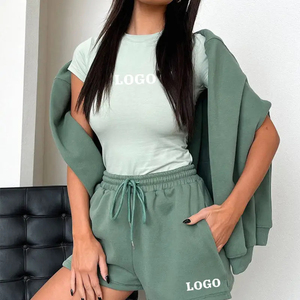 Conjunto de 2 Piezas de Pantalones Cortos con Estampado Sólido Estilo Hip Hop de Invierno, Pantalones de Cintura Alta con Cordón, Sudadera con Capucha y Cremallera, Forro Polar de Poliéster/Algodón - Product Image 6