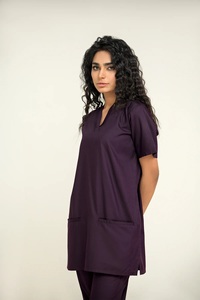 Conjunto de Pantalones y Blusa Médica de Mezclilla Negra para Mujer EVER GLOW, Uniformes de Hospital Tejidos, Detección de Agujas, Fusión sin Costuras, Uso Médico - Product Image 5