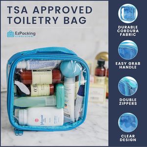 Borsa da viaggio trasparente approvata TSA per articoli da toeletta, formato quart, per liquidi, riutilizzabile, per il controllo di sicurezza aeroportuale, da portare a mano - Product Image 2