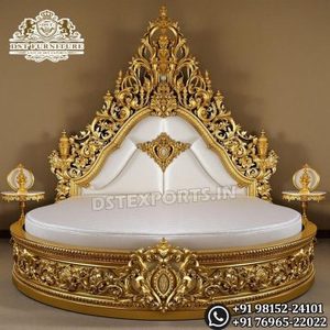 Ensemble de meubles de chambre à coucher luxueux et artisanal de style impérial, lit king size royal, lit en teck de dernière génération avec table de chevet design, California - Product Image 5