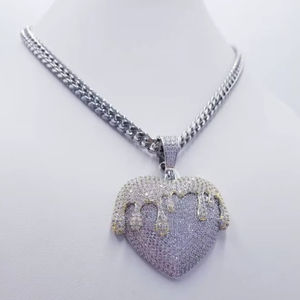 Custom <b>Name</b> Letter Pendant Lab Moissanite VVS Bust Down Miami Cuban Link <b>Chain</b> Heart Pendant Necklace Hip Hop Watches Reloj - Product Image 1