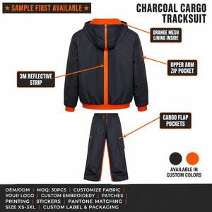 Windbreaker Tracksuit Set Custom Embroidered Logo <b>Zip</b> Pocket Chest Design Water Repellent Nylon Fabric Wholesale Streetwear - Product Image 5