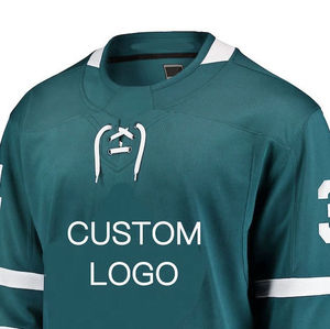 Maillot de hockey sur glace à manches longues, imprimé, respirant, à séchage rapide, antibactérien, en polyester, coupe ajustée, col en V, vente en gros personnalisée - Product Image 6