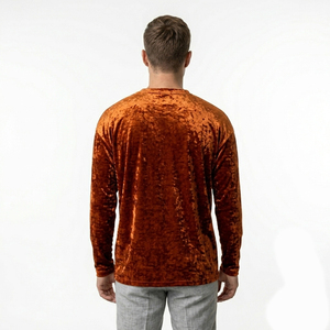 T-shirts en velours à manches longues pour hommes, décontractés, légers, en velours, col rond, t-shirt en velours pour hommes - Product Image 2
