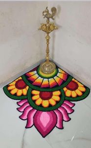 Tapis de sol Diwali Rangoli personnalisé et lavable pour l'entrée de la maison, le temple, la salle de Pooja et la décoration traditionnelle des festivals indiens - Product Image 3