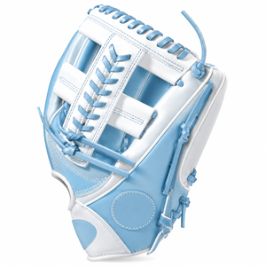 Light Blue Leather <b>Baseball</b> <b>Glove</b> H-Web Right-Handed Outfield Full Finger Hook And Loop Closure Adult Size - Product Image 1