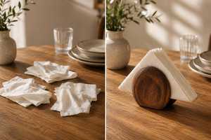 HANDICRAFTS ZONE - Porta pañuelos de madera moderno hecho a mano, soporte para servilletas, organizador decorativo para mesa de cocina, comedor y hogar, Uttar - Product Image 2