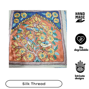 <b>Silk</b> thread Colourful Floral Design Hand embroidered <b>cushion</b> Sustainable <b>cushion</b> cover Decor Gifting Kashmiri artisan Daily use - Product Image 2