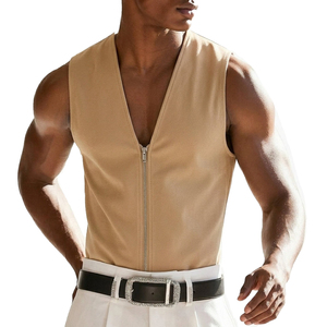 Customizable Men's Fashion Streetwear Full Zip Tank <b>Top</b> Sleeveless V-Neck Stylish Casual Wear Wholesale Bulk Order Tank <b>Tops</b> Men - Product Image 6