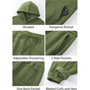 Conjunto Deportivo de Algodón para Hombre, Sudadera con Capucha y Pantalones Deportivos, Ropa Deportiva Informal para Correr, Uso Diario Cómodo - Product Image 3