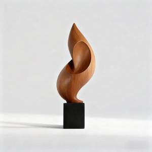 Sculpture géométrique abstraite moderne en bois, faite à la main, écologique, décoration artistique pour salon, cadeau de déménagement, décoration de table - Product Image 1