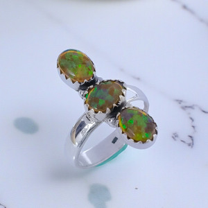 Anillos de Plata de Ley 925 con Ópalo Aura de Excelente Calidad, Hechos a Mano, con Piedras Preciosas, Anillos de Plata 925 al por Mayor, Joyería Fina de Plata al por Mayor - Product Image 2