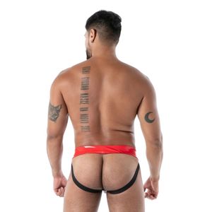 Zipped Jock Latex Second Skin Red Mens Fetish Clubwear Sexy <b>Pouch</b> Jockstrap - Product Image 2