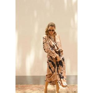 Vestido Camisero Largo Tie Dye para Mujer, Estilo Casual Holgado con Botones, Vestido Midi con Cinturón, Estilo Urbano Moderno - Product Image 2