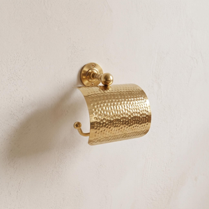 Porte-papier toilette mural en laiton martelé, porte-rouleau de papier toilette en laiton massif avec finition texturée faite à la main, décoratif vintage - Product Image 2