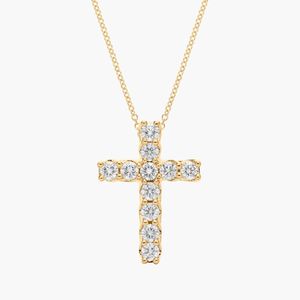 จี้รูปทรงกากบาทประดับเพชรเทสเซอเร่ ทำจากทองคำสีเหลือง - Product Image 1