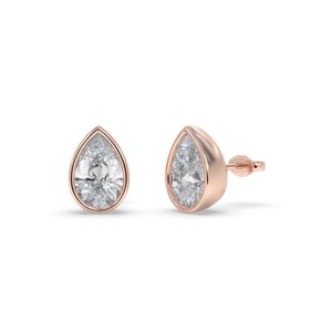 Boucles d'oreilles clous serties de diamants en forme de poire, 0,30 ct, diamants de laboratoire en or 18 carats et platine - Product Image 3