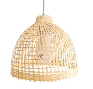 Open Grid Pattern Rattan Lampshade Woven Bamboo Pendant <b>Light</b> Shade High Quality Lattice <b>Wicker</b> <b>Ceiling</b> Hanging Lamp - Product Image 3
